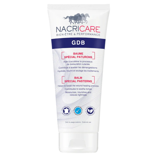 Baume GDB Nacricare 200ml, crème réparatrice pour le traitement de la gale de boue chez le cheval.