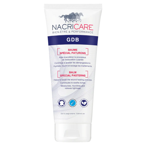Baume GDB Nacricare 200ml, crème réparatrice pour le traitement de la gale de boue chez le cheval.