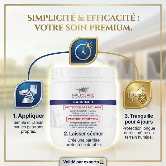 Pot de crème Nacrimud Nacricare pour la prévention de la gale de boue.