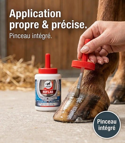 Application facile de l'huile Leovet avec son pinceau intégré.
