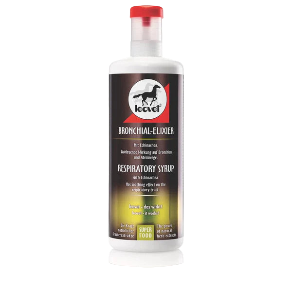 Flacon Bronchial Elixir LEOVET 1L - Sirop pour la respiration et la toux du cheval.