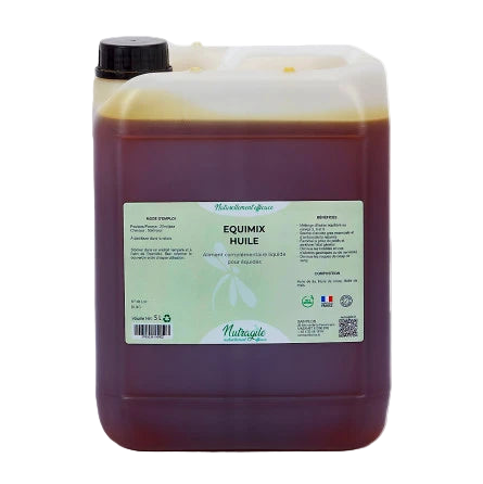 Bouteille Equimix Huiles Nutragile 1L mélange oméga 3 6 9 cheval.