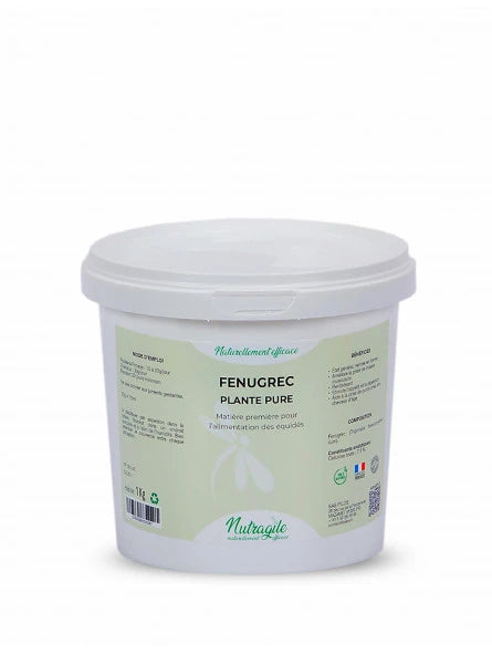Seau de 1Kg de plante pure de fenugrec de nutragile pour reprise d'état du cheval et prise de masse musculaire