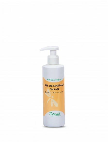 distributeur à poussoir de gel de massage soulage de nutragile contre les douleurs et contusions