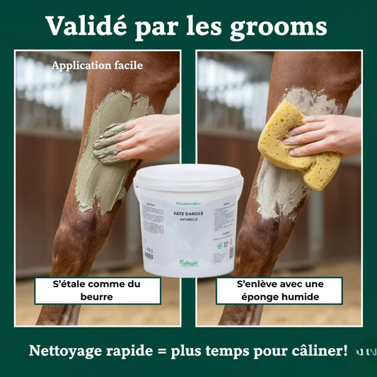 Comparatif application et retrait facile argile Nutragile pour chevaux.