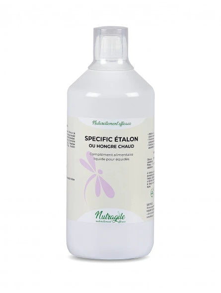 Flacon de complément alimentaire specific étalon pour améliorer le comportement des étalons et des hongres agressifs ou chauds de nutragile