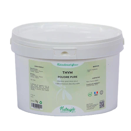 Seau de Thym Poudre NUTRAGILE 1kg - Complément 100% naturel pour toux sèche cheval.