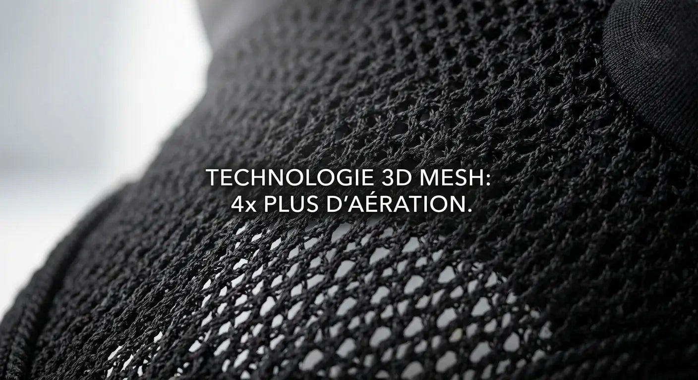 Bonnet LeMieux Ultra Mesh noir : tissu mesh perforé respirant qui évacue la chaleur du cheval.