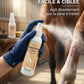 Application facile du spray cicatrisant Cicanat sur les membres du cheval.