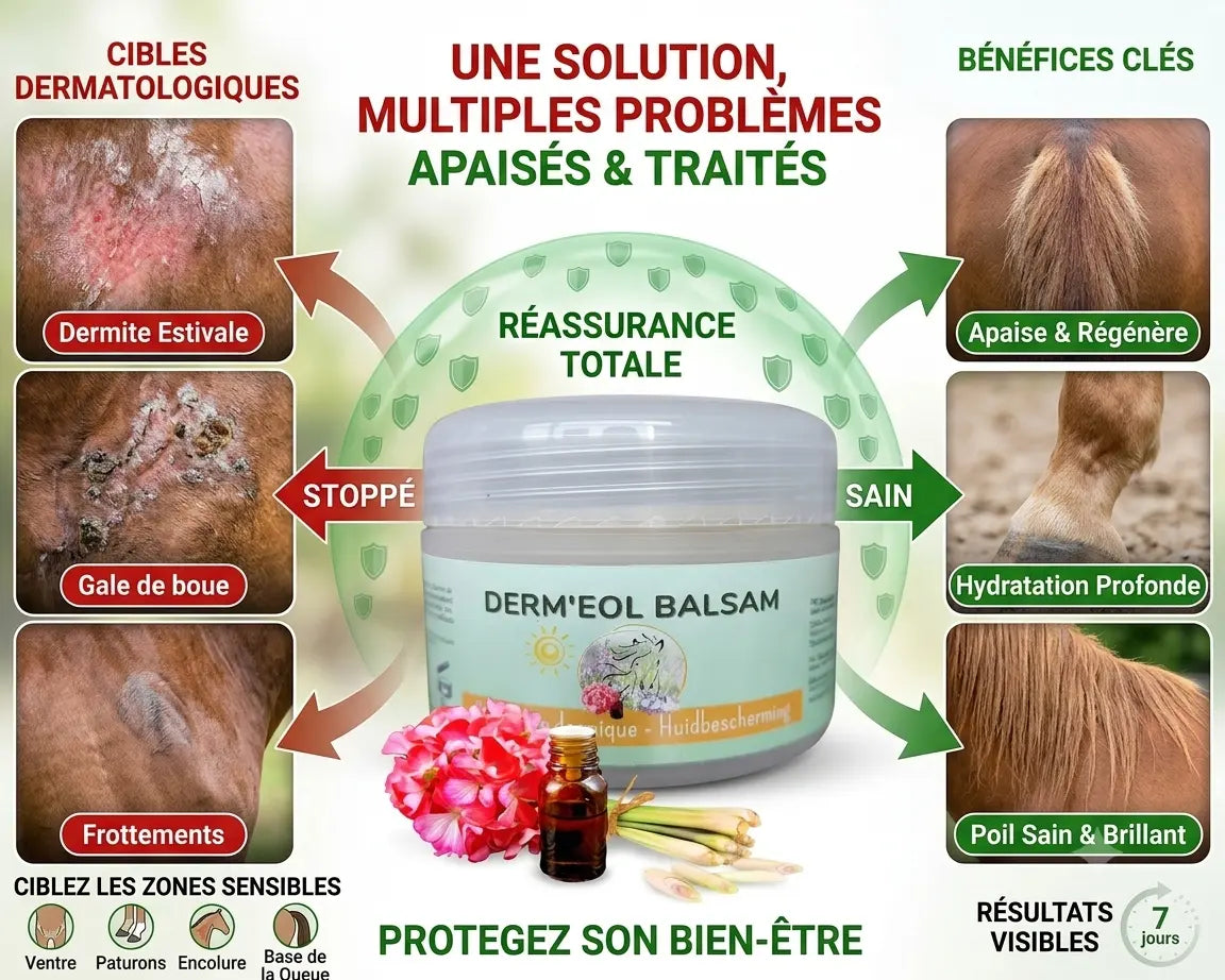 Zones application baume apaisant cheval fourreau ventre paturons dermite