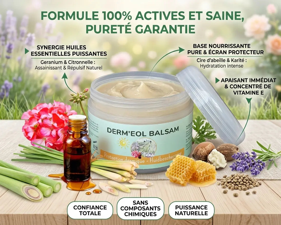 Baume soin naturel cheval ingredients cire abeille huiles essentielles apaisant