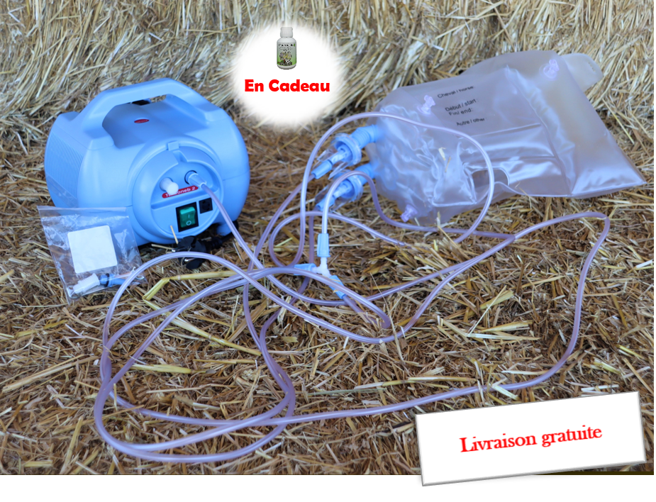 Inhalateur cheval complet compresseur + masque + chambre d'inhalation équivalent du horseneb 