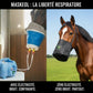 Masque inhalation cheval Maskeol sans électricité utilisé au pré pour emphysème.