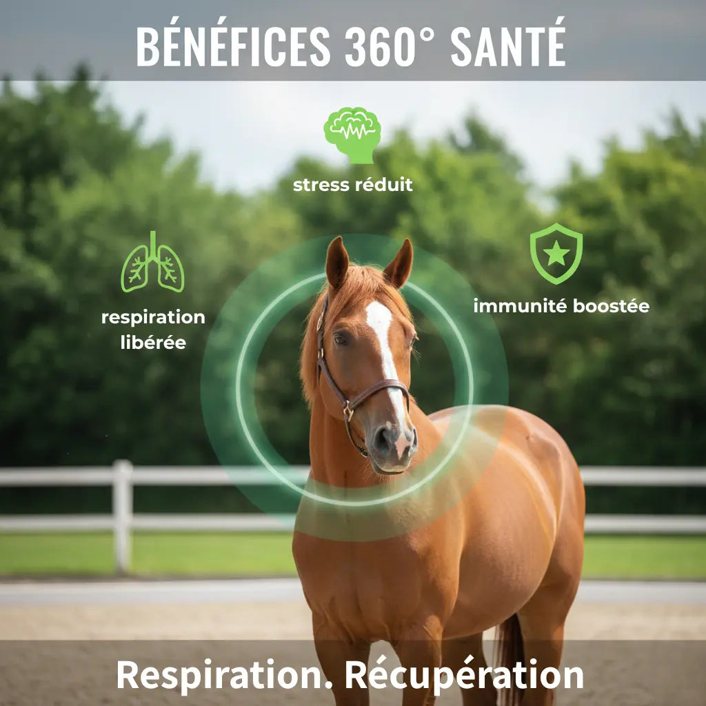 Bénéfices masque inhalation Maskeol : soulage toux, allergie et asthme équin.