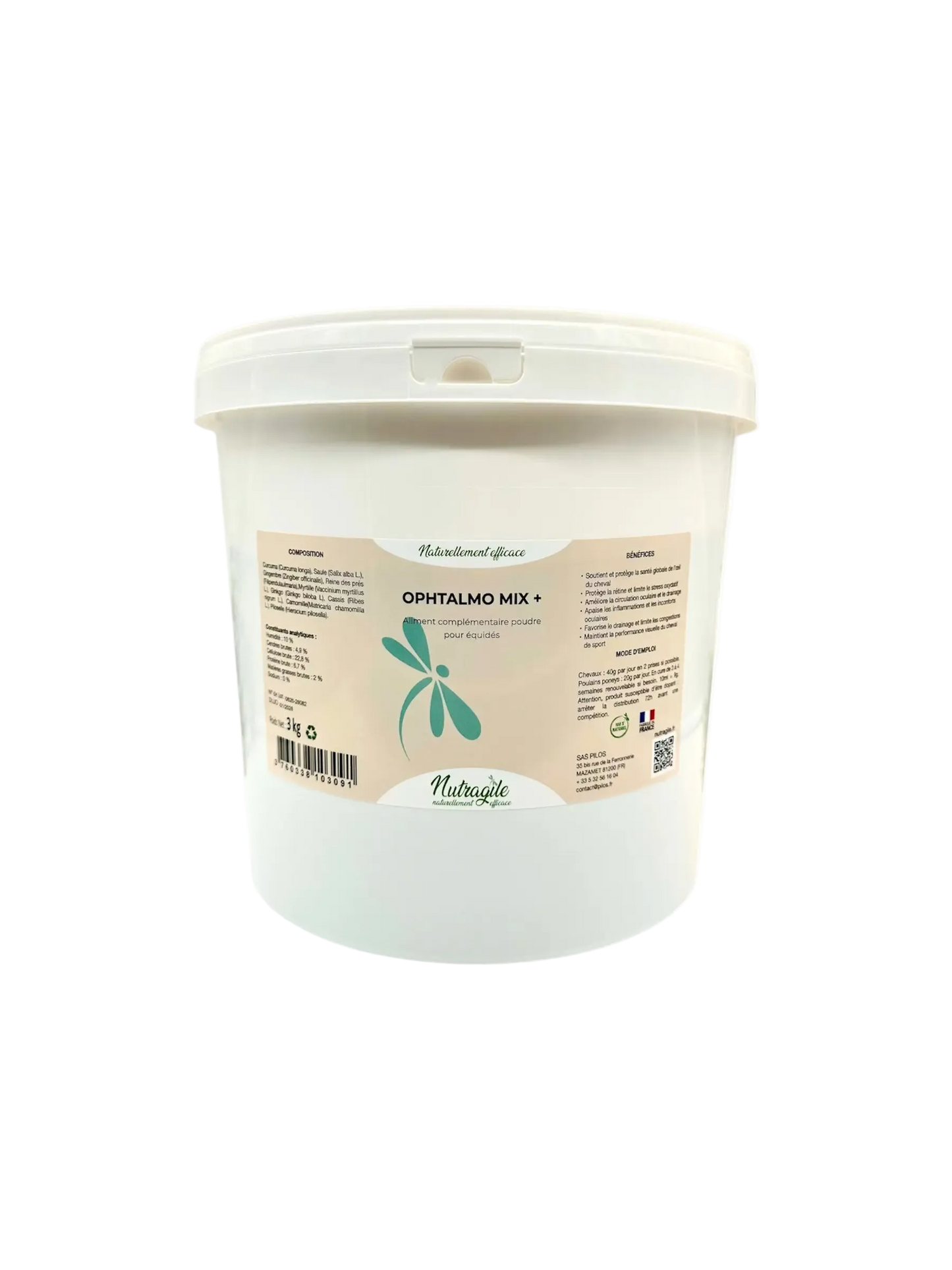 Pot de 1 kg d'ophtalmo mix pour le confort visuel de votre cheval