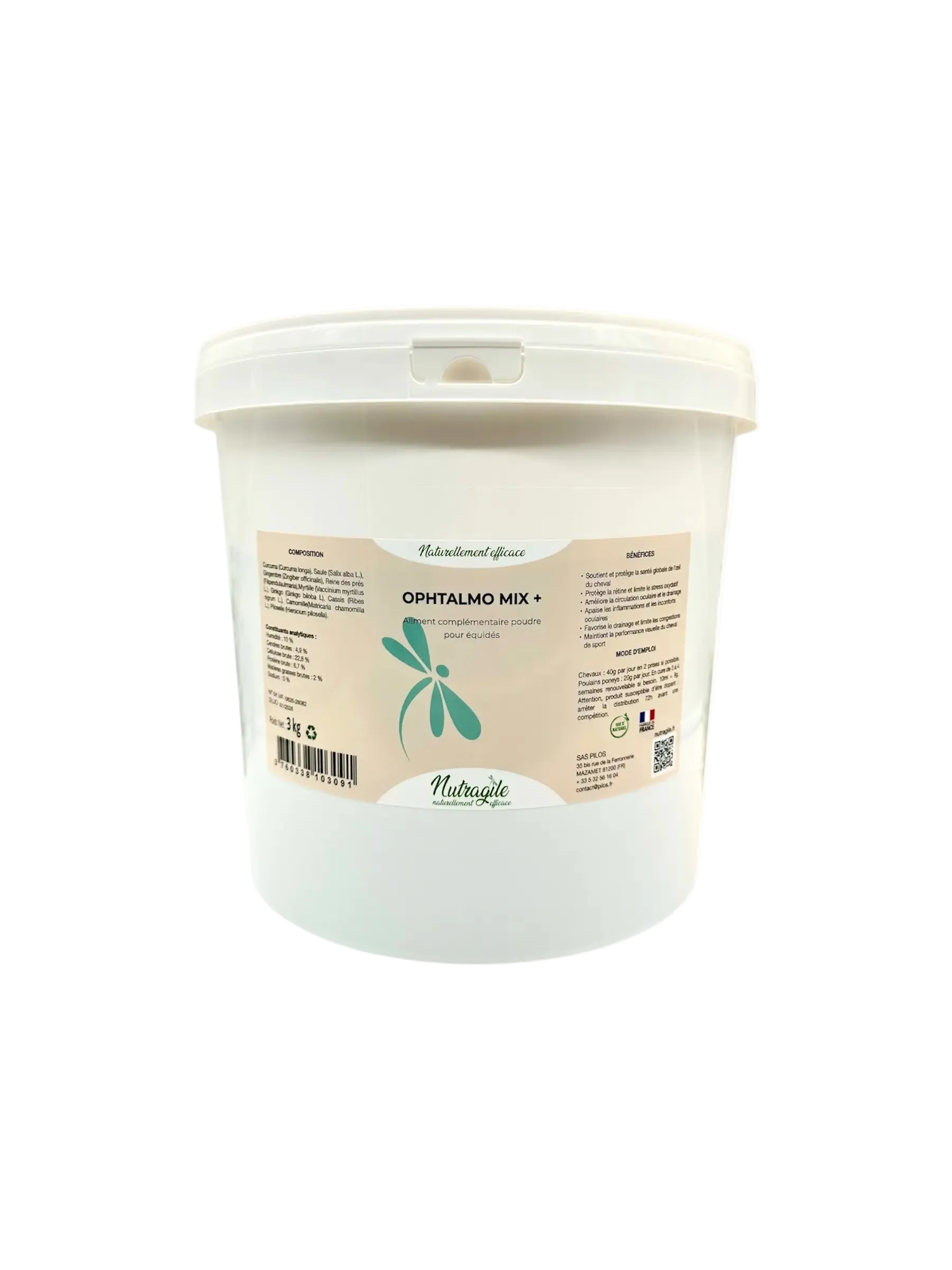 Pot de 1 kg d'ophtalmo mix pour le confort visuel de votre cheval