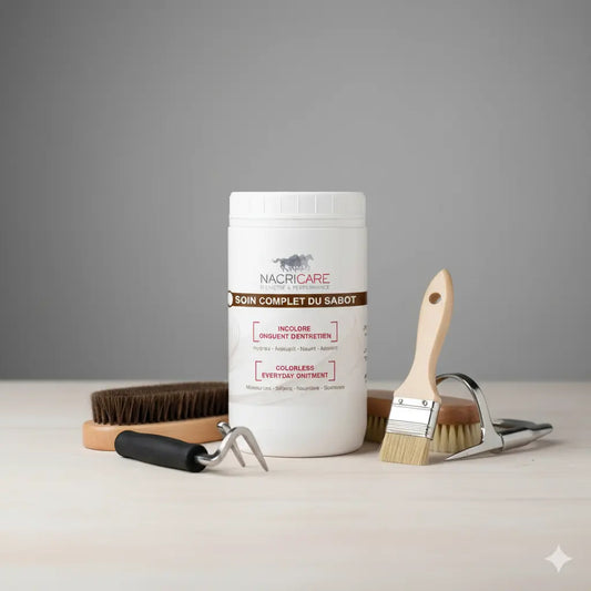 Pot de 1L graisse sabot cheval Nacricare, format économique pour l'entretien quotidien.