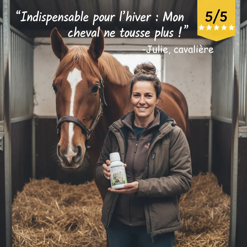 Soin respiratoire équin Bronchineol utilisé par les professionnels.