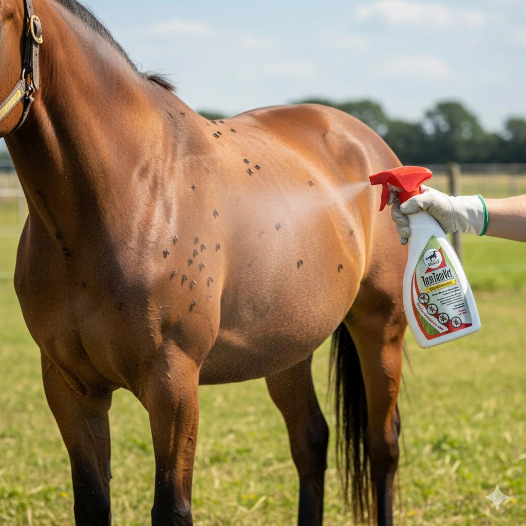 main-pulvérise-spray-repulsif-cheval-leovet-tam-tam-vet-protection-immédiate