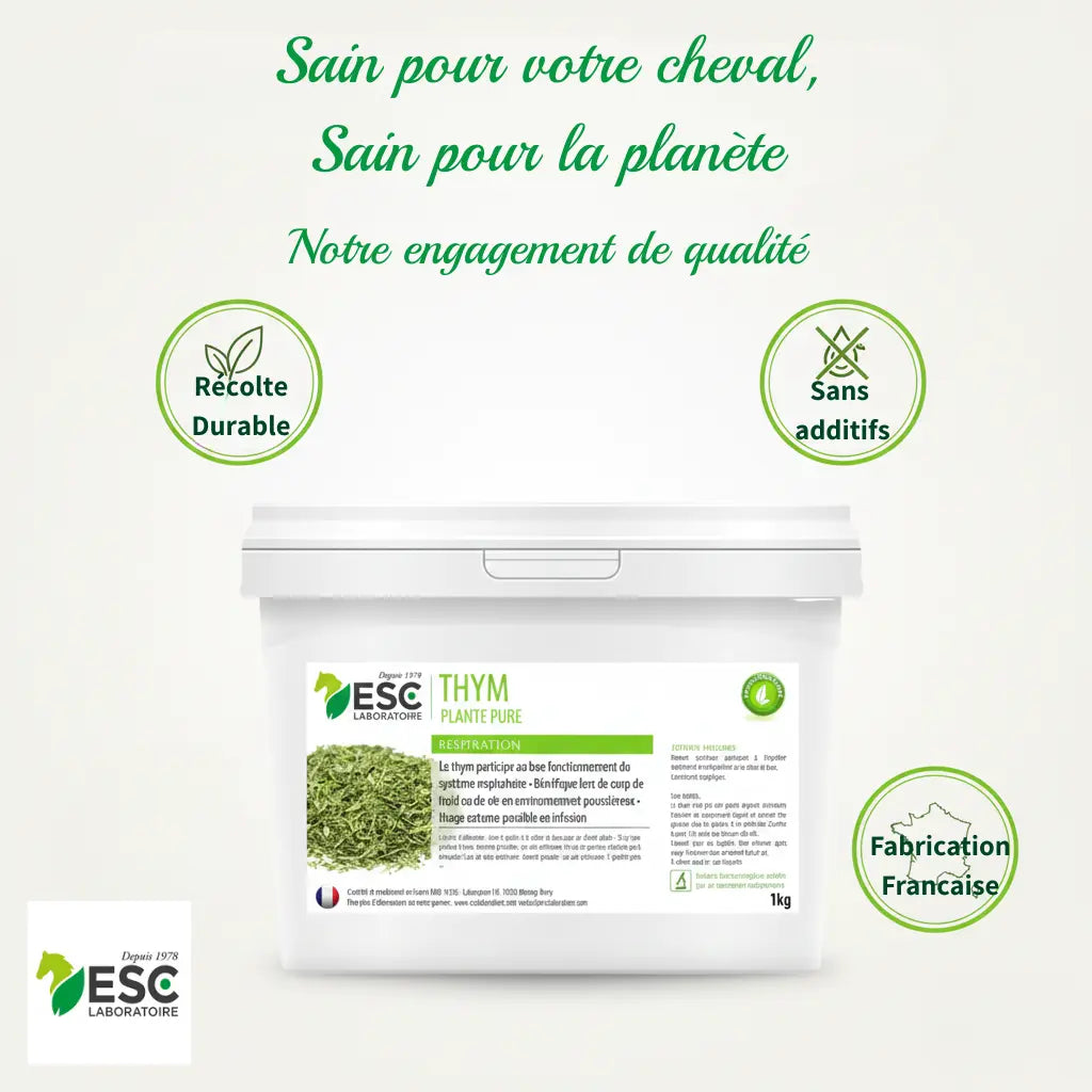 Thym naturel cheval : sans additifs, production responsable Equinspiration.
