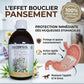 Schéma effet pansement gastrique naturel Ulcereol pour apaiser l'estomac du cheval.