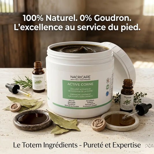 Ingrédients naturels de l'onguent Active Corne pour la croissance du sabot.