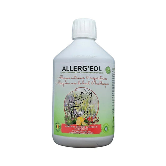 Flacon de 500ml de Allerg'eol solution pour traitement des allergies respiratoires et cutanées  de la marque Essence of life