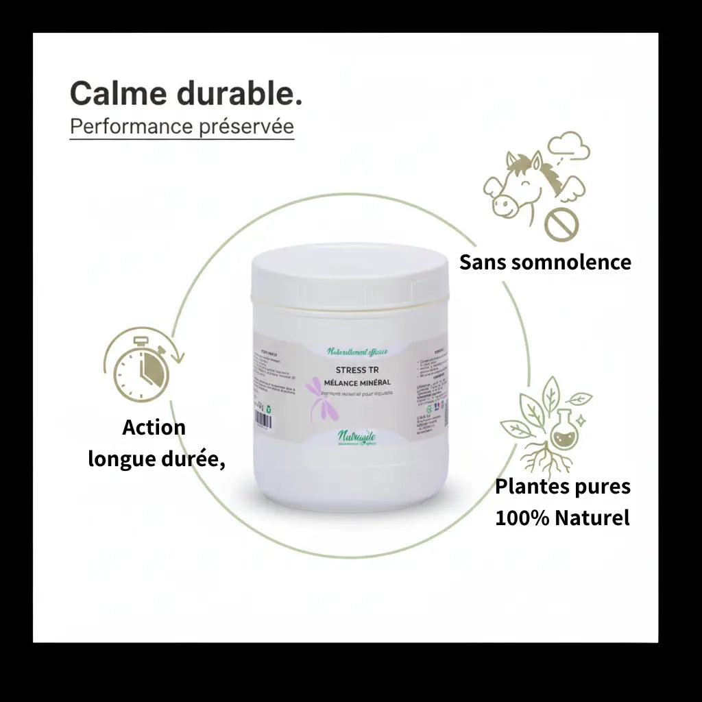 Avantages Stress-TR : anti-stress cheval longue durée sans somnolence.