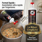 Administration facile de biotine liquide Leovet dans la ration du cheval.