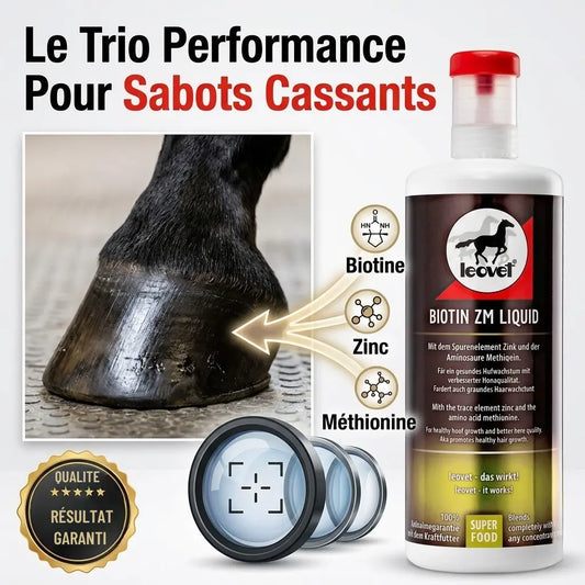 Sabot de cheval sain et solide grâce à la biotine liquide Leovet.