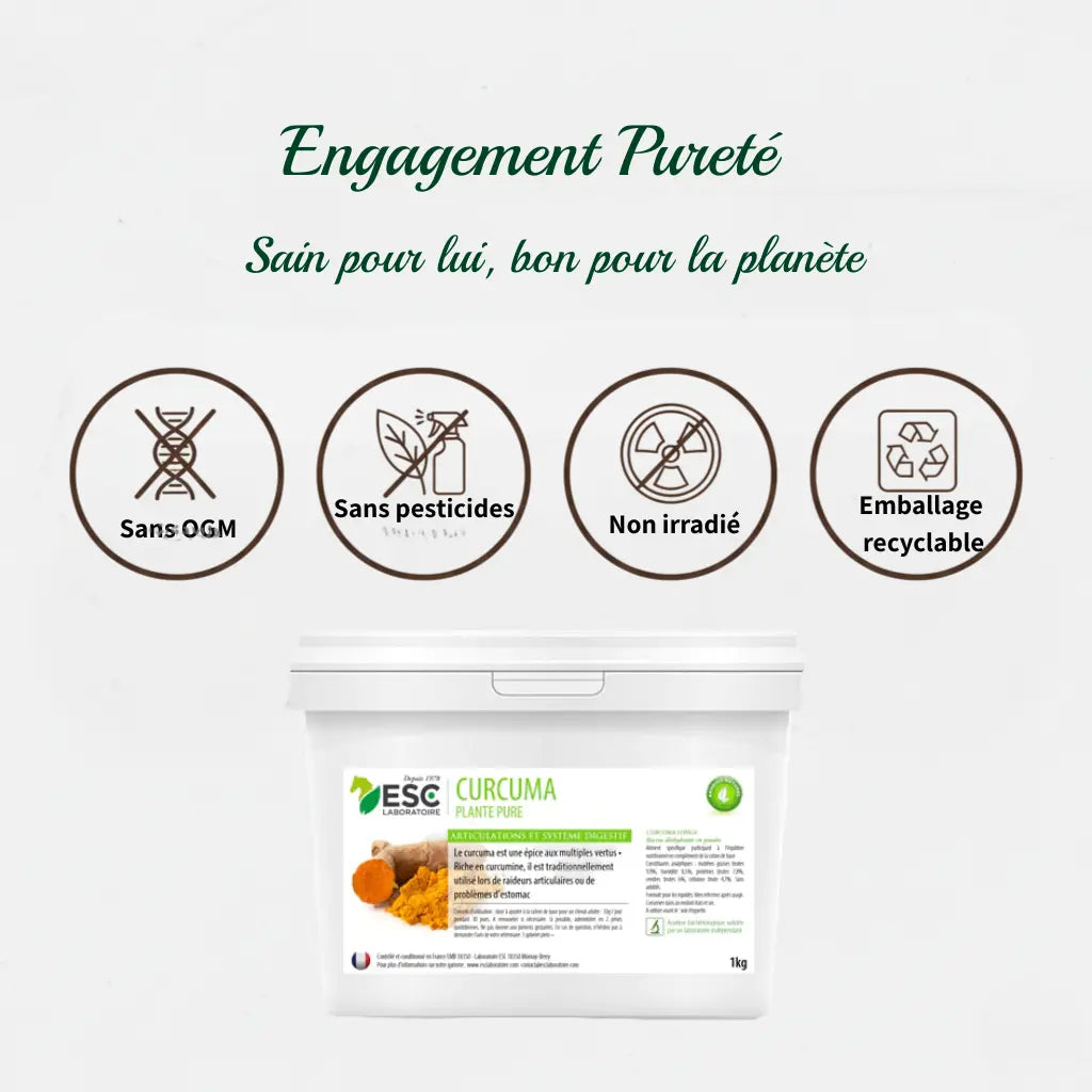 Complément alimentaire cheval naturel sans pesticides ni additifs.