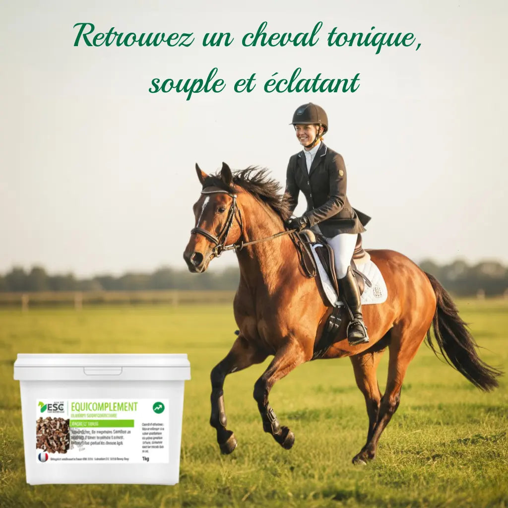 Cheval de sport en pleine forme grâce au complément vitaminé EquiComplément.