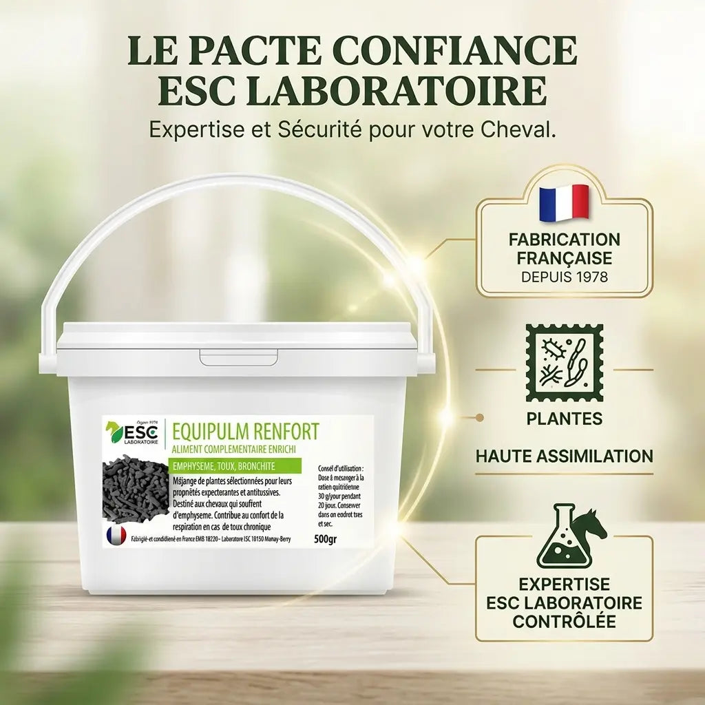 Logo expertise ESC Laboratoire, produit naturel certifié pour cheval.