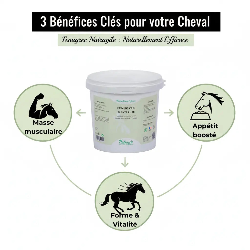 Bénéfices Fenugrec Nutragile : muscle, poids et vitalité cheval