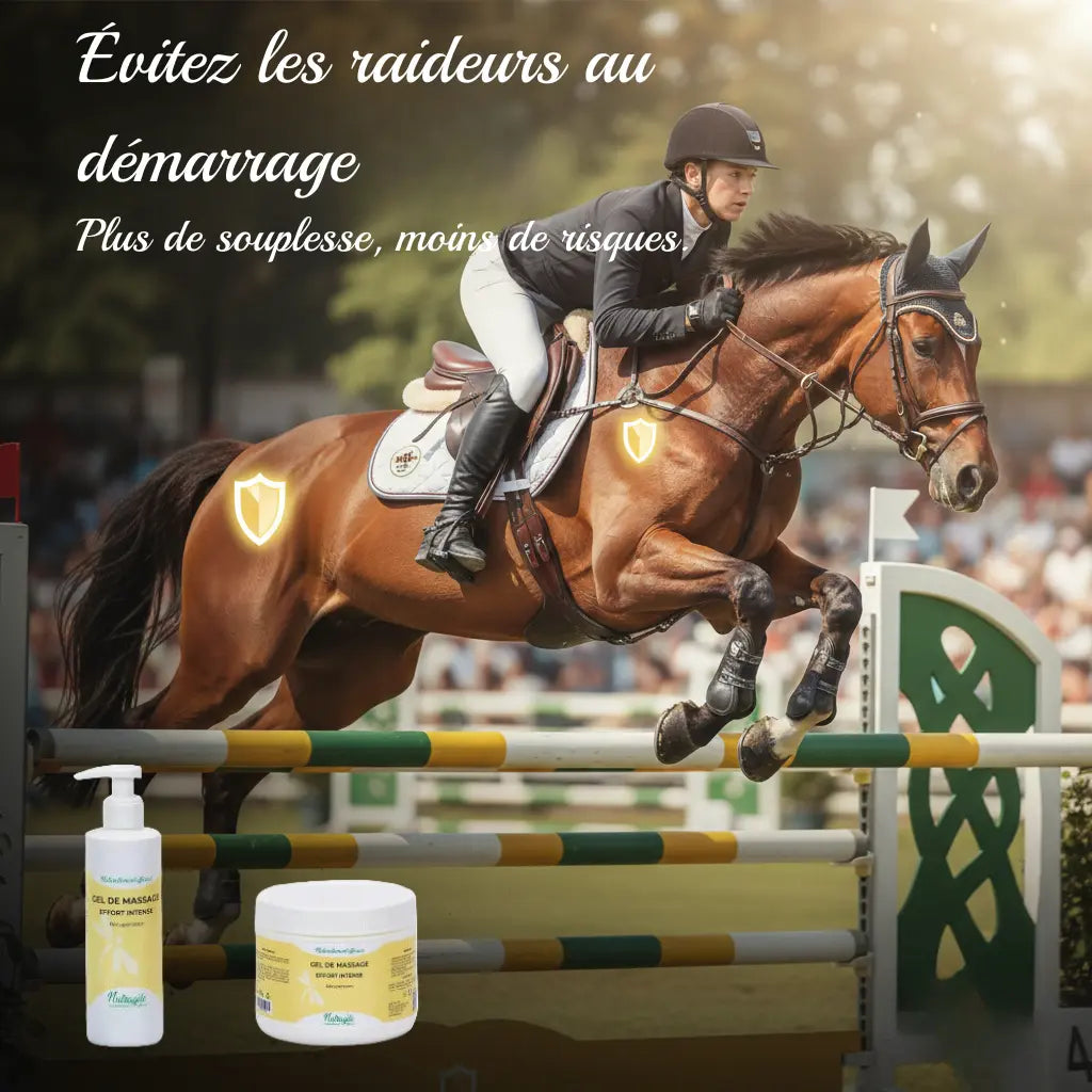 Prévention des blessures musculaires du cheval avec le gel Nutragile.