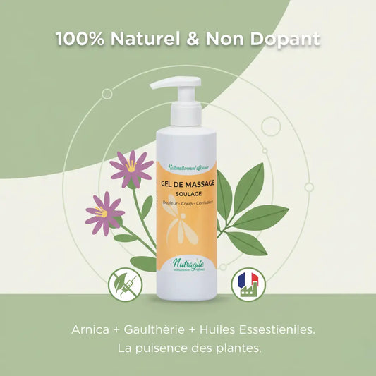 Composition naturelle gel Nutragile arnica et gaulthérie pour tendons cheval.