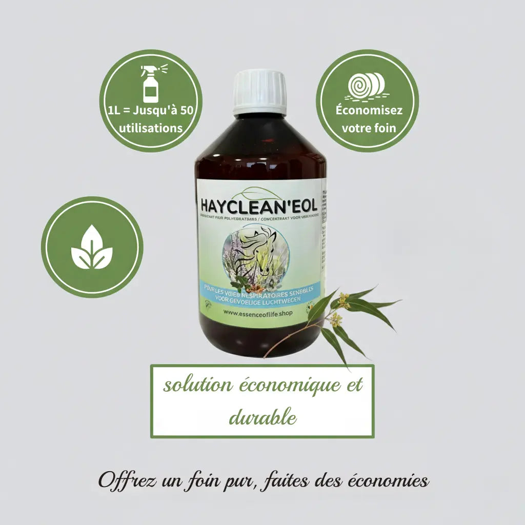 Bidon HayCleanEol 1L : solution économique pour purifier le foin.