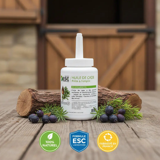 Huile de cade véritable 100% naturelle pour sabots chevaux.