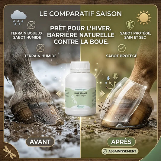Protection sabot cheval contre l'humidité avec l'huile de cade.