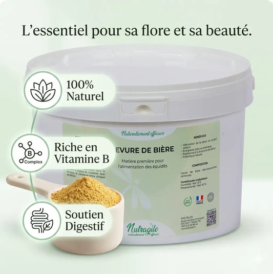 Pot de levure de bière Nutragile pour la corne et les crins du cheval.