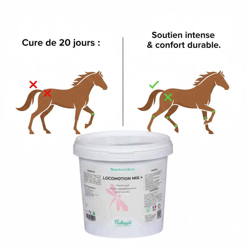 Graphique bénéfices cure articulations cheval Locomotion Mix Nutragile.