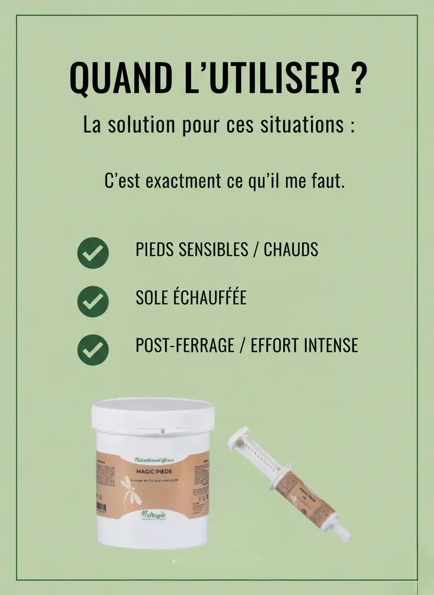 Quand utiliser l'argile Magic Pieds Nutragile pour chevaux.