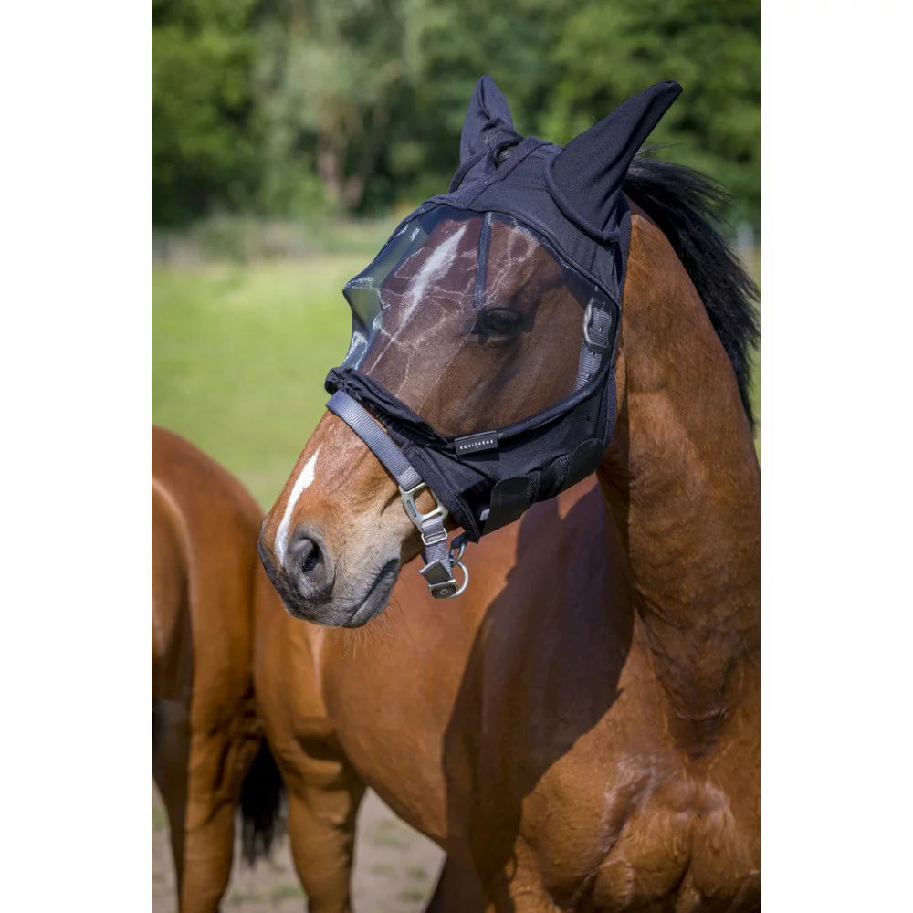 Masque anti-mouche pour cheval de couleur noir de la marque Equi-theme
