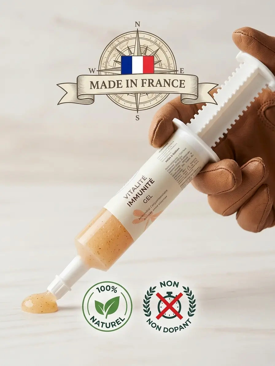 Complément cheval non dopant et naturel fabriqué en France.