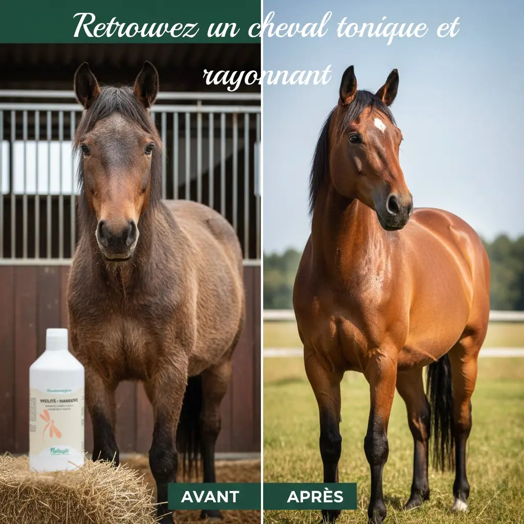 Cheval en pleine forme et poil brillant avec Nutragile