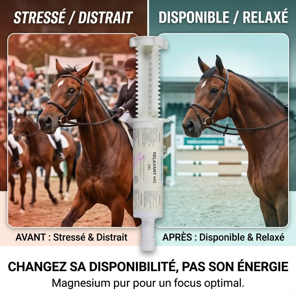 Comparatif comportement cheval avec et sans relaxant magnésium.