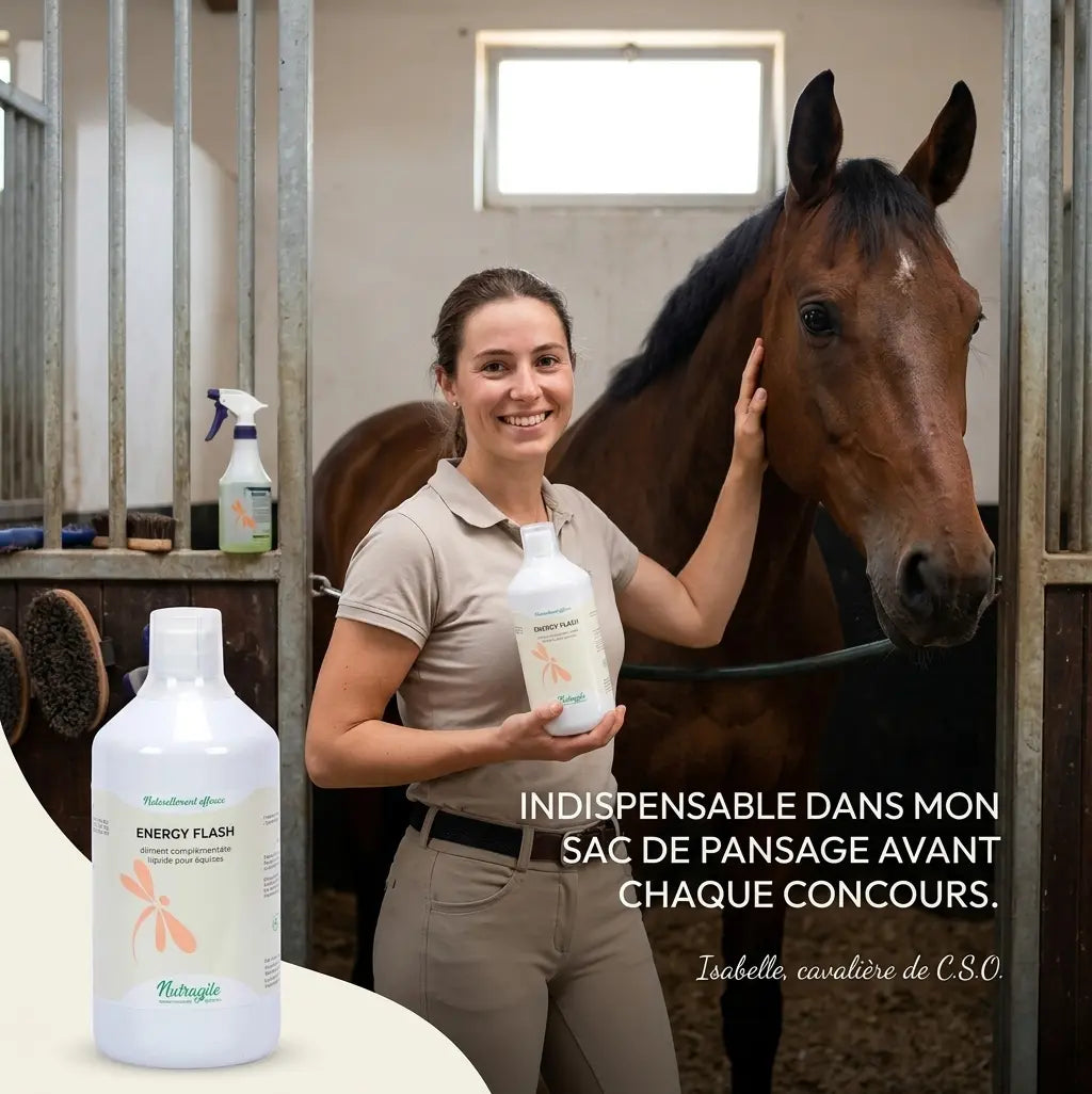 Avis client Energy Flash Equinspiration : le booster de vitalité favori des cavaliers.