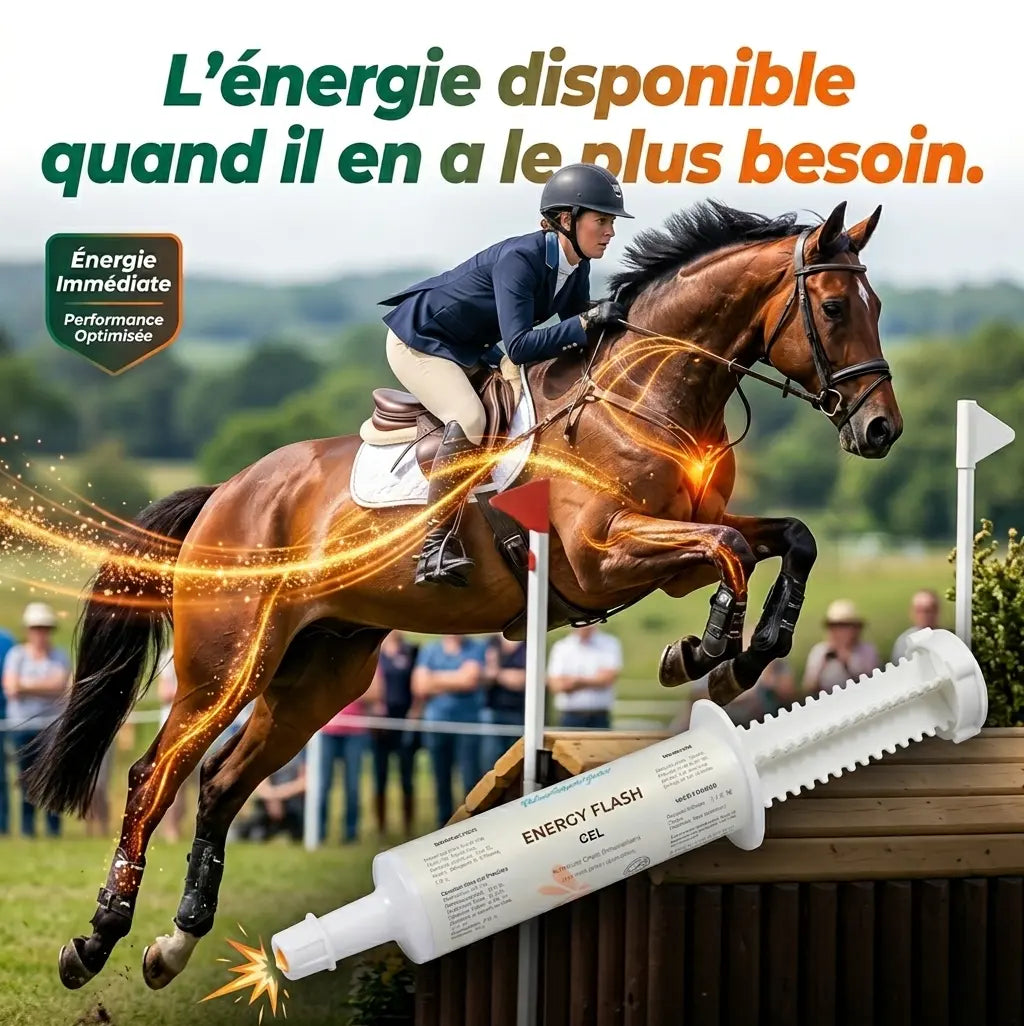 Booster énergie cheval Energy Flash Nutragile pour concours et endurance.