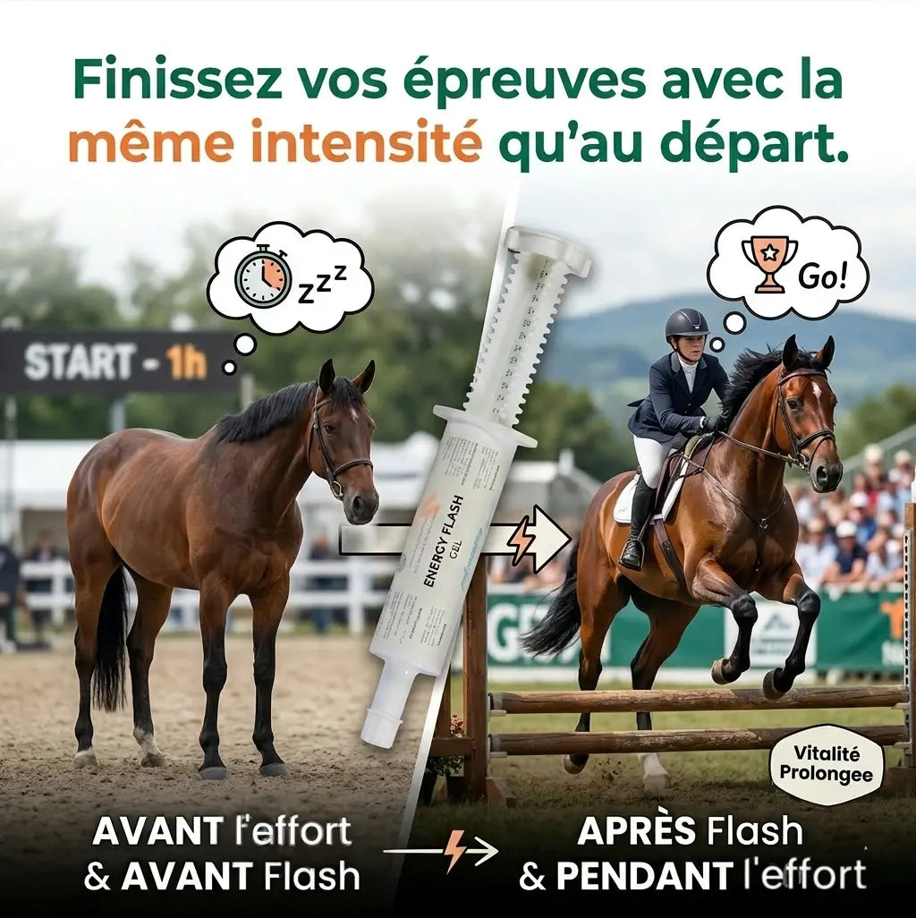 Comparatif vitalité cheval avec et sans booster Energy Flash Nutragile.