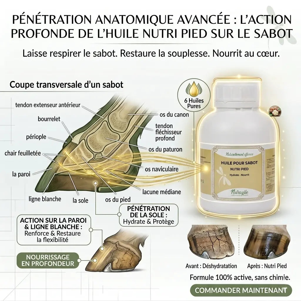 Application huile Nutragile : pénétration rapide corne cheval